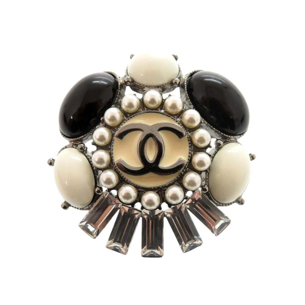 CHANEL Black Pearl Logo Brooch - Picture 1 of 4